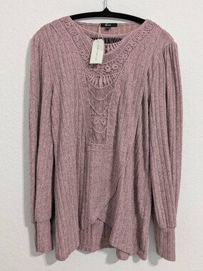 Shall We Women's Light Maroon Sweater with Lace Details NWT (XL)